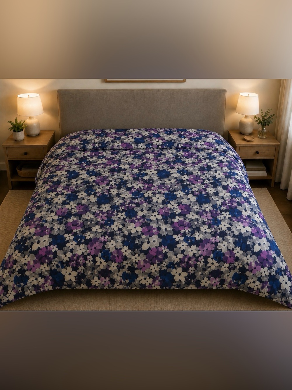 Kate Spade Floral Queen Size Comforter in Blue, Purple & White